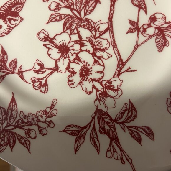 RARE Bird Toile Plate Red Elisabeth Trostli Andrea Sadek SQUARE Salad Serving - Picture 3 of 5
